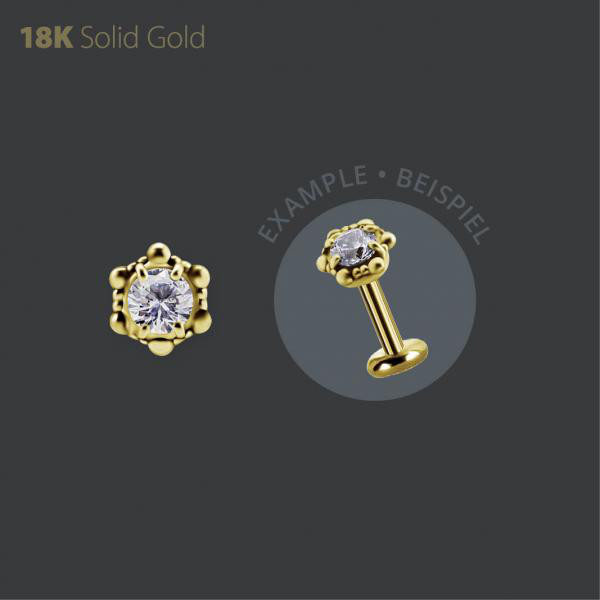 18K GOLD THREADLESS ATTACHMENT SET W. PREMIUM ZIRCONIA