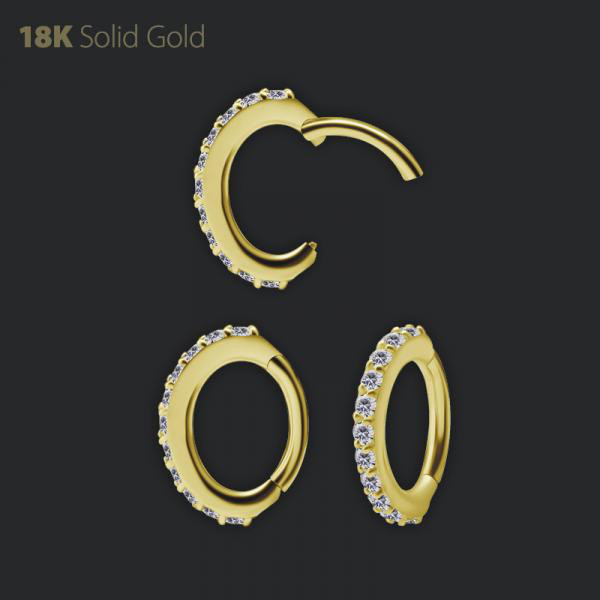 18K GOLD OVAL ROOK CLICKER SET WITH PREMIUM ZIRCONIA
