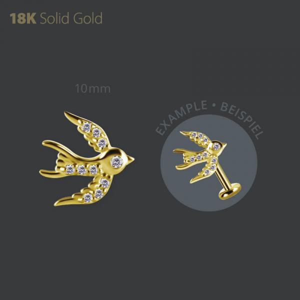 18K GOLD THREADLESS ATTACHMENT SET WITH PREMIUM ZIRCONIA