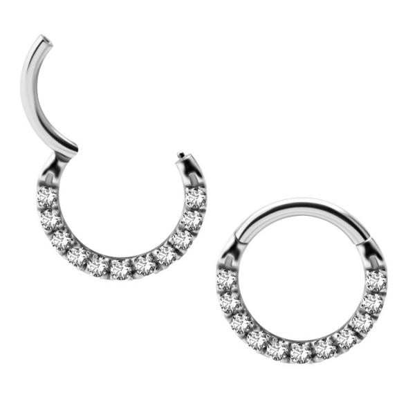 SS316L HINGED CLICKER SET W.PREMIUM ZIRCONIA (FRONT FACING)