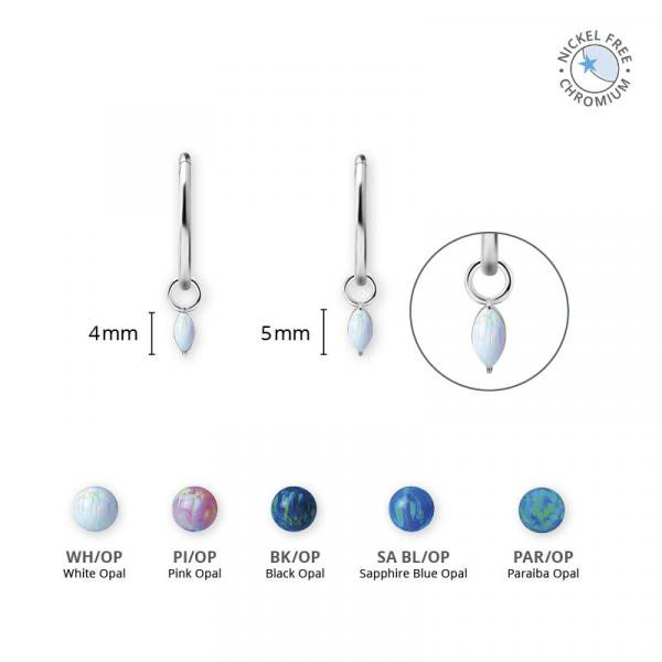 CoCr NF MARQUISE CHARMS SET W. LAB CREATED OPALS