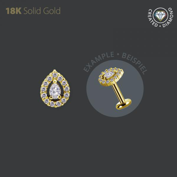 18K GOLD INTERNAL MICRO ATTACHMENT SET W. PEAR SHAPE LAB CREATED DIAMONDS