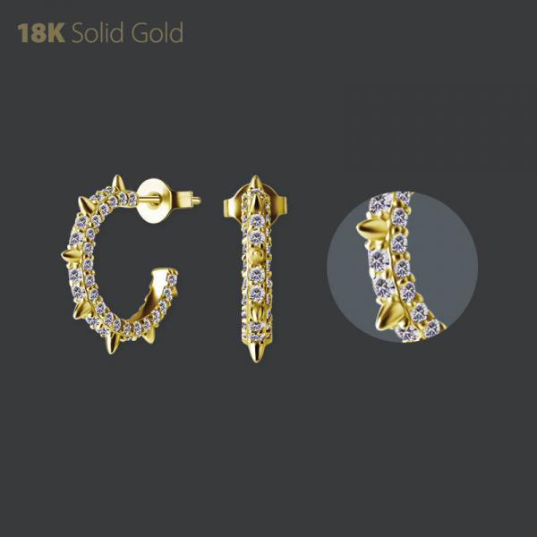 18K GOLD EAR HOOPS SET W. PREMIUM ZIRCONIA