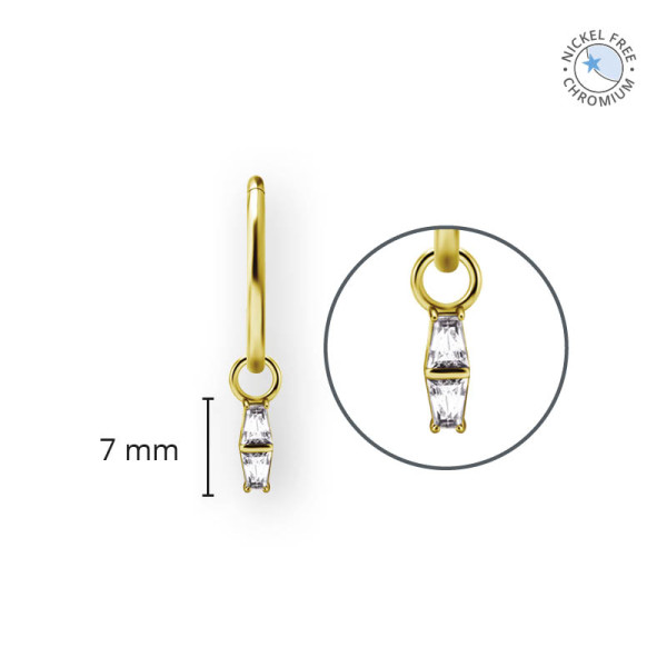 18K GOLD PVD CoCr NF CHARMS FOR HINGED RINGS SET W. TAPER BAGUETTE PREMIUM ZIRCONIA