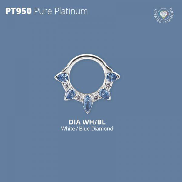 PLATINUM 950 HINGED SEGMENT CLICKER SET W. LAB CREATED DIAMONDS