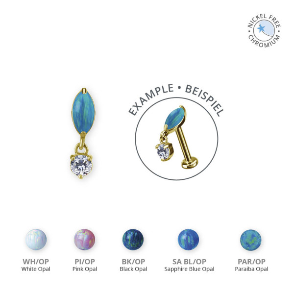 18K GOLD PVD CoCr NF INTERNAL MICRO ATTACHMENT SET W. LAB CREATED OPAL