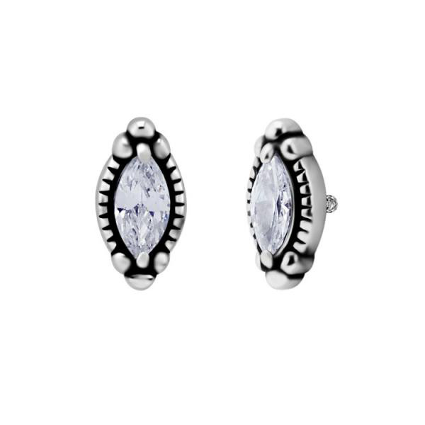 SS316L MICRO ATTACHMENT SET W. MARQUISE CUBIC ZIRCONIA