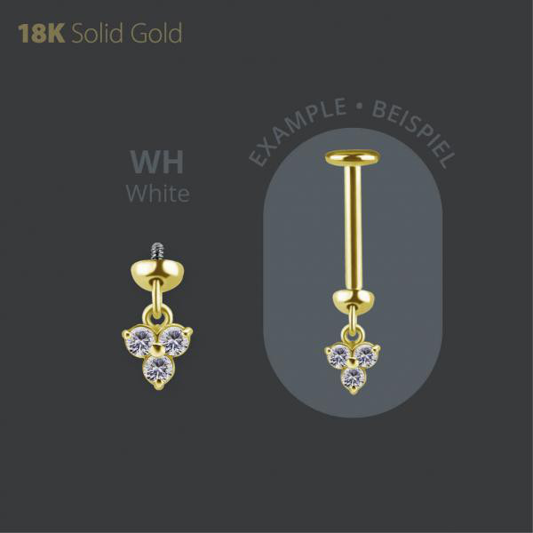 18K GOLD INTERNAL VERTICAL HELIX MICRO ATTACHMENT SET W. PREMIUM ZIRCONIA