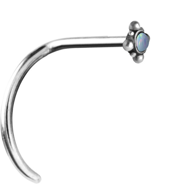 SS316L CURVED NOSE STUD (TRIBAL OPAL)