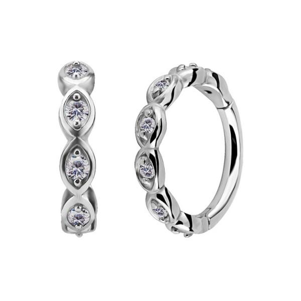SS316L JEWELLED HINGED RING SET W. PREMIUM ZIRCONIA