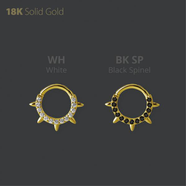 18K GOLD DAITH & SEPTUM CLICKER SET W. PREMIUM ZIRCONIA