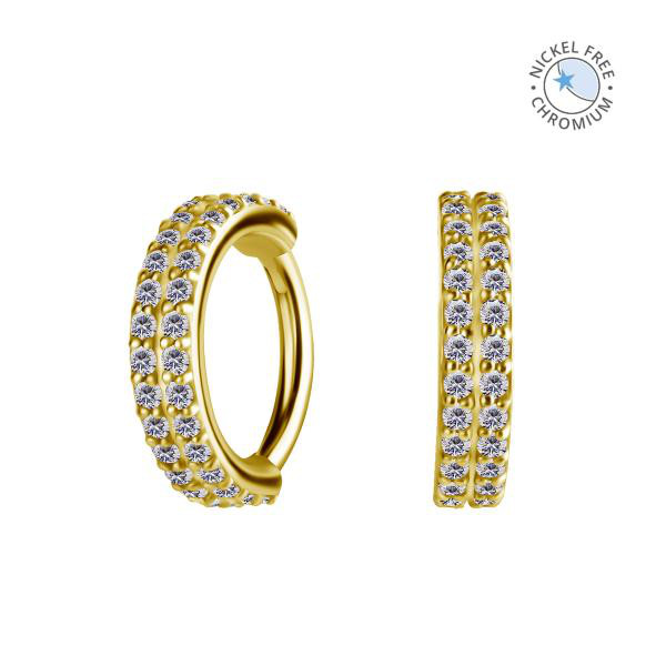 18K GOLD PVD CoCr NF HINGED SEGMENT RING SET W. PREMIUM ZIRCONIA