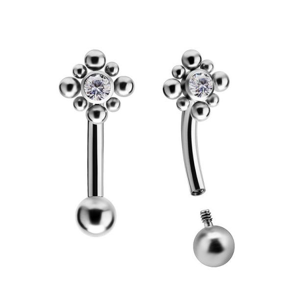 TITANIUM INTERNAL ROOK AND EYEBROW CLUSTER MICRO BANANA SET WITH PREMIUM ZIRCONIA
