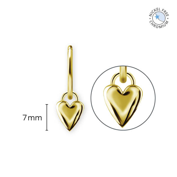 18K GOLD PVD CoCr NF HEART CHARMS FOR HINGED RINGS