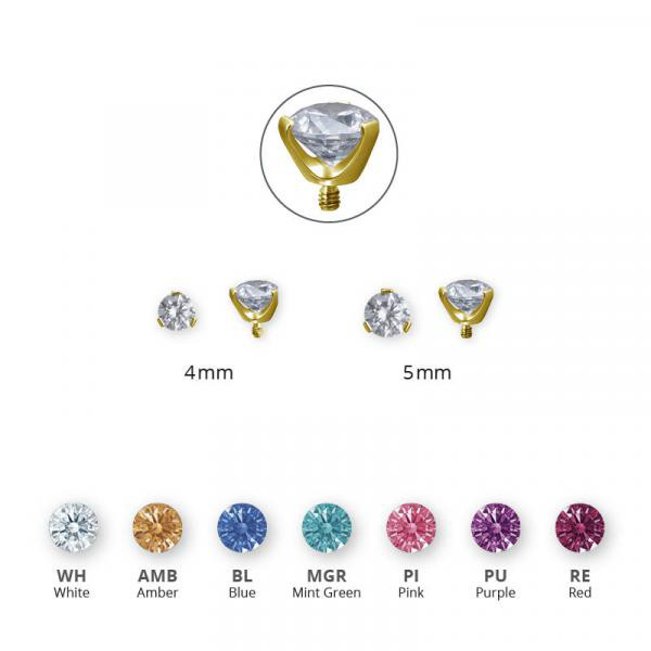 24K GOLD PVD SS316L INTERNAL BALL SET W.PREMIUM ZIRCONIA