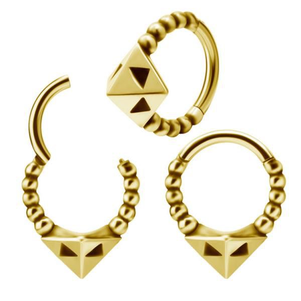 24K GOLD PVD SS316L TRIBAL LOOK CLICKER