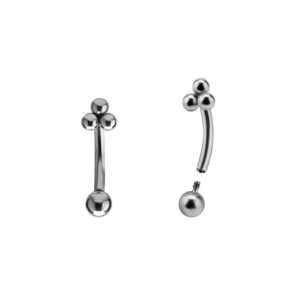 TITANIUM INTERNAL EYEBROW BANANA (3 BALL TRINITY)