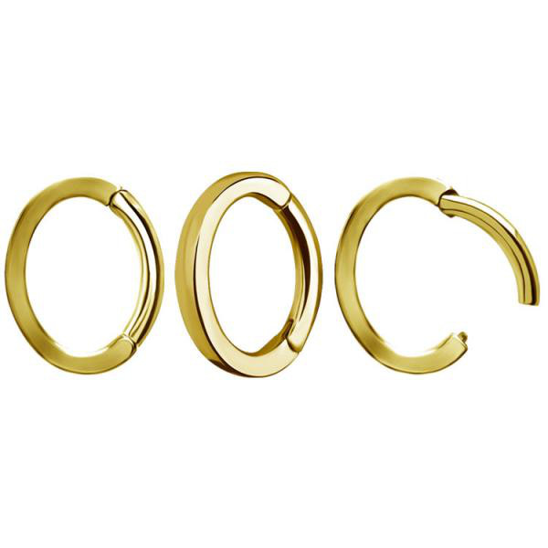 24K GOLD PVD SS316L ROOK OVAL HINGED SEGMENT RINGS (SQUARE PROFILE)