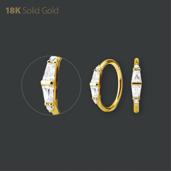 18K GOLD HINGED RING SET W. TAPER BAQUETTE PREMIUM ZIRCONIA