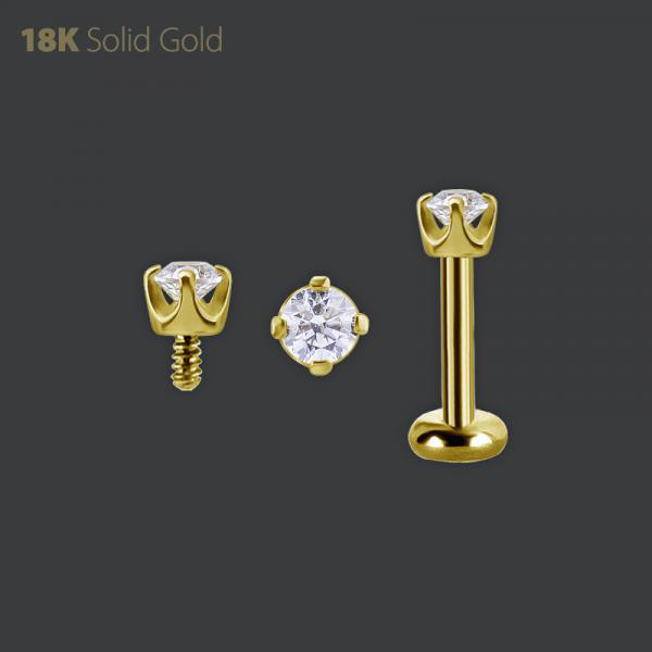 18K GOLD INTERNAL ATTACHMENT SET W. PREMIUM ZIRCONIA