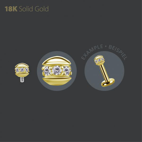 18K GOLD INTERNAL ORBITAL BALL ATTACHMENT SET W. PREMIUM ZIRCONIA