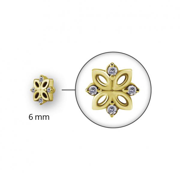 24K GOLD PVD MICRO FLOWER ATTACHMENT SET W. PREMIUM ZIRCONIA