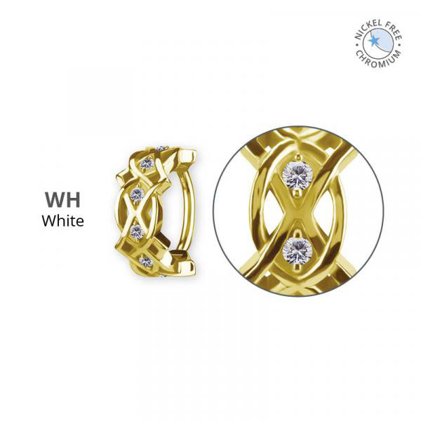 18K GOLD PVD CoCr NF HINGED SEGMENT RING SET W. PREMIUM ZIRCONIA