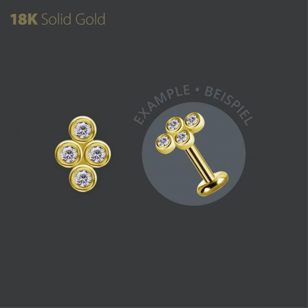 18K GOLD THREADLESS ATTACHMENT SET W. PREMIUM ZIRCONIA