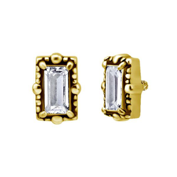 24K GOLD PVD SS316L MICRO ATTACHMENTS SET W. BAGUETTE CUBIC ZIRCONIA