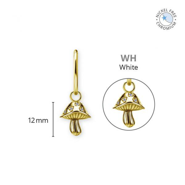 18K GOLD PVD CoCr NF MUSHROOM CHARMS SET W. PREMIUM ZIRCONIA