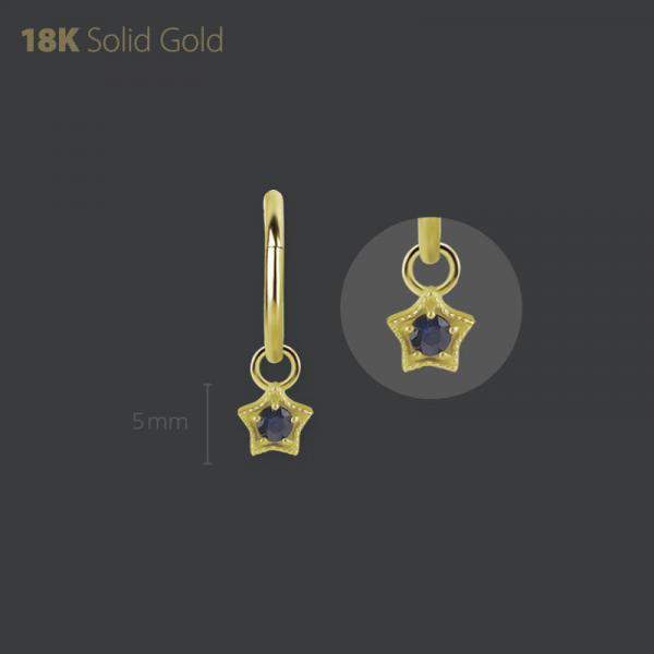 18K GOLD STAR CHARM SET W. DIFFUSION SAPPHIRE