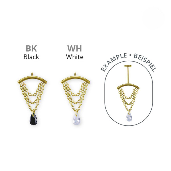 24K GOLD PVD TITANIUM INTERNAL ATTACHMENT FOR FLAT HELIX W. CUBIC ZIRCONIA