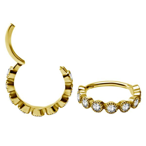 24K GOLD PVD SS316L CONCH CLICKER SET W. PREMIUM ZIRCONIA