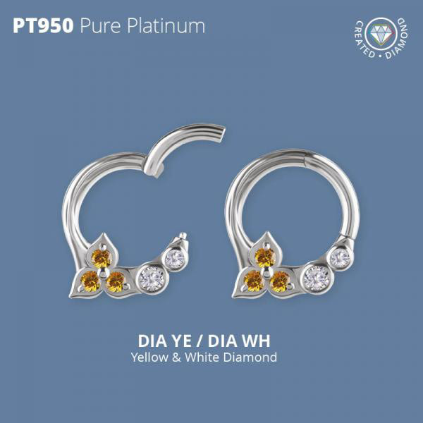 PLATINUM 950 DAITH AND SEPTUM CLICKER SET W. LAB CREATED DIAMONDS