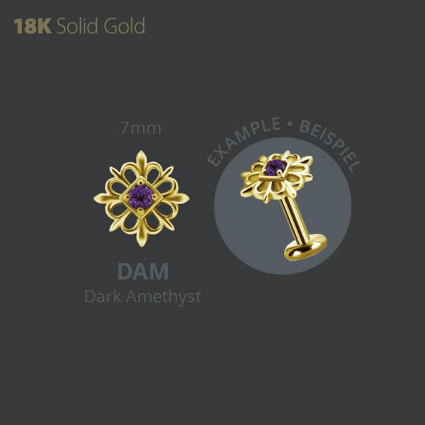 18K GOLD INTERNAL MEDUSA MICRO ATTACHMENT SET W. GENUINE DARK AMETHYST