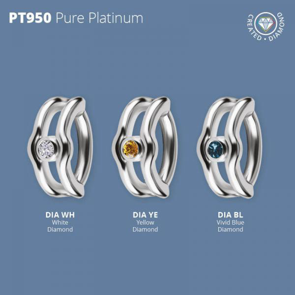 PLATINUM 950 OVAL BELLY CLICKER SET W. LAB CREATED DIAMOND