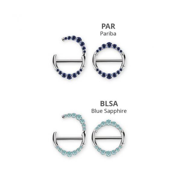 SS316L DOUBLE HINGE NIPPLE CLICKER RING SET W. LAB CREATED GEMSTONE