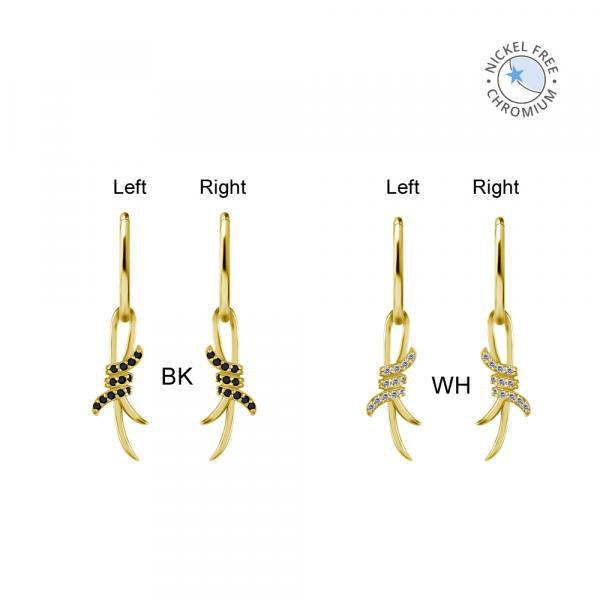 18K GOLD PVD CoCr NF BAR WIRE CHARMS FOR HINGED SEGMENT RINGS SET W.PREMIUM ZIRCONIA