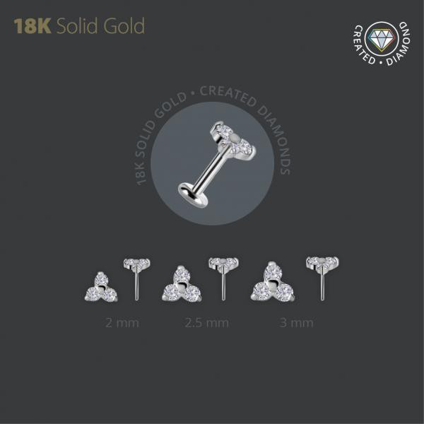 18K WHITE GOLD THREADLESS TRINITY ATT. SET W. LAB CREATED DIAMONDS