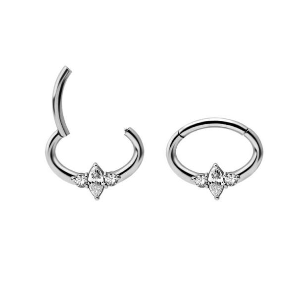 SS316L HINGED SEPTUM/DAITH CLICKER SET W. PREMIUM ZIRCONIA