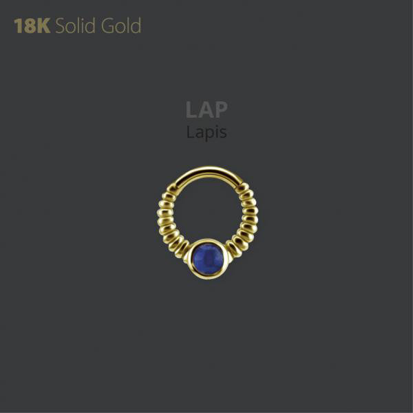 18K GOLD DAITH & SEPTUM CLICKER SET W. GENUINE LAPIS LAZULI