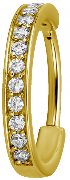 24K GOLD PVD SS316L HINGED RING (SINGLE ROW) SET W. CUBIC ZIRCONIA