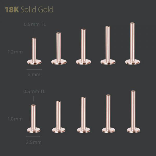 18K ROSE GOLD THREADLESS MICRO LABRET PIN (0.5TL SYSTEM)