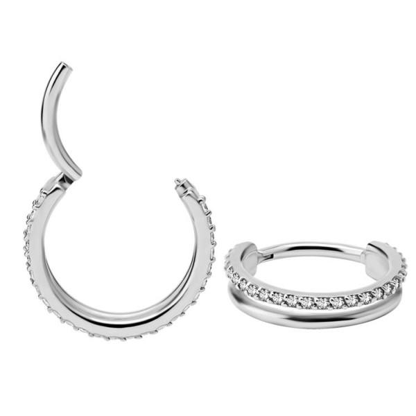 SS316L DOUBLE HINGED CLICKER 1 LINE PAVE SET WITH PREMIUM ZIRCONIA