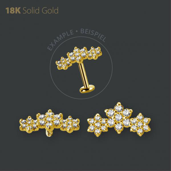 18K GOLD INTERNAL FLOWER CLUSTER MICRO ATTACHMENT SET W. PREMIUM ZIRCONIA
