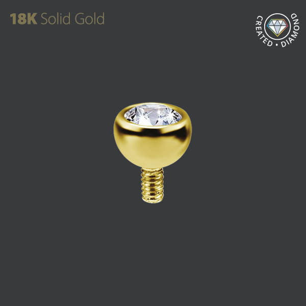 18K GOLD INT. 2.5MM MICRO BALL SET W. CREATED DIAMONDS