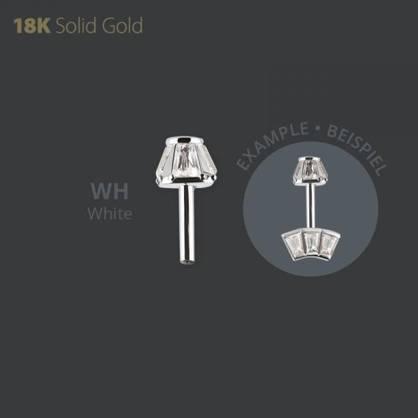 18K WHITE GOLD THREADLESS BARBEL FOR VERTICAL HELIX SET W PREMIUM ZIRCONIA