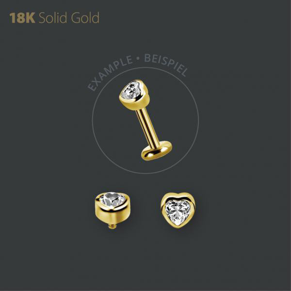 18K GOLD INTERNAL MICRO ATTACHMENT SET W. HEART SHAPE PREMIUM ZIRCONIA