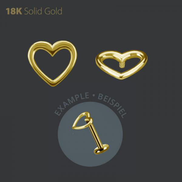 18K GOLD THREADLESS HEART SHAPE ATTACHMENT