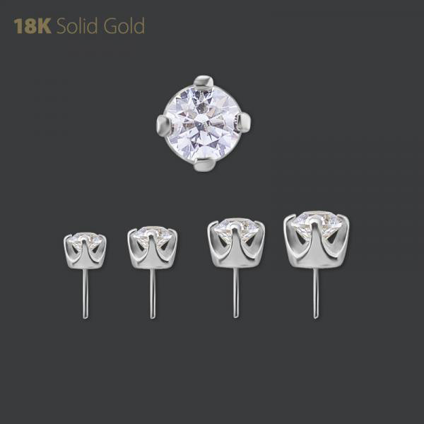 18K WHITE GOLD THREADLESS ATT. SET W. PREMIUM ZIRCONIA (1.5MM)